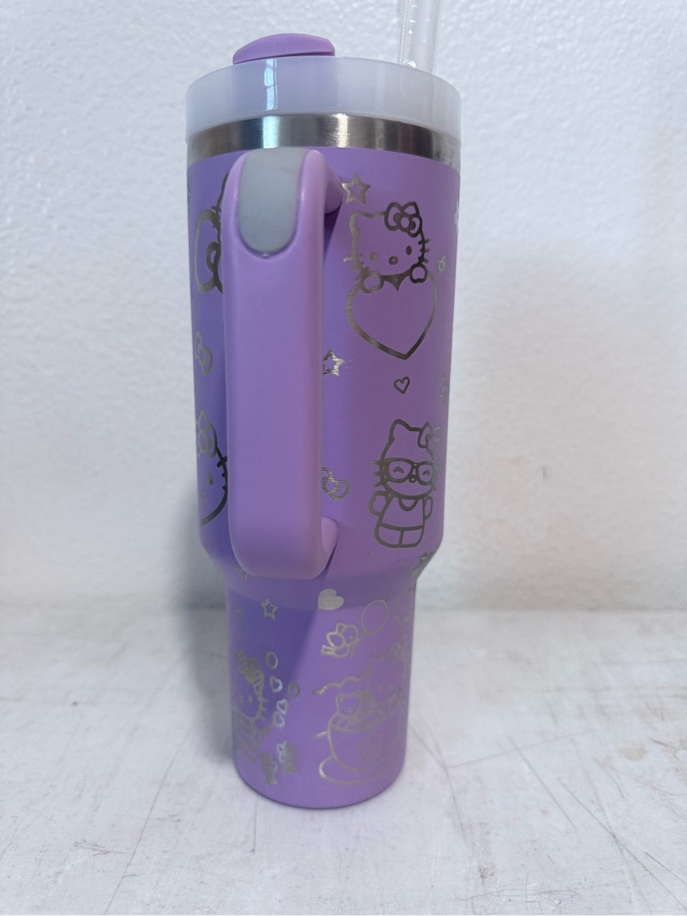 40oz Stanley Hello Kitty laser engraved Lavender Stainless Tumbler - Picture 4 of 4